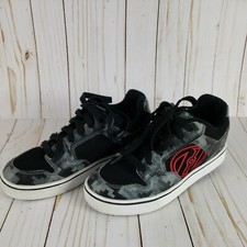 HEELYS Skate Shoes Size YTH 6 Sneakers 778088 Black Red Grey Geometric Print