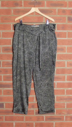 Clements Ribeiro Portobello Cropped Silky Patterned Black Trousers Size XL - 第 1/12 張圖片