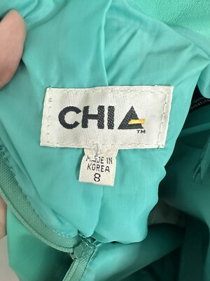 Vtg 80s CHIA Teal Leather Suit Women's Jacket and Skirt Set