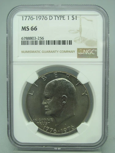 1776-1976 D Type 1 Eisenhower Dollar NGC MS 66