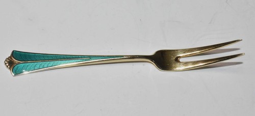 D-A David Andersen Norway 925 Sterling Silver Guilloche Enamel Fork - Picture 2 of 5