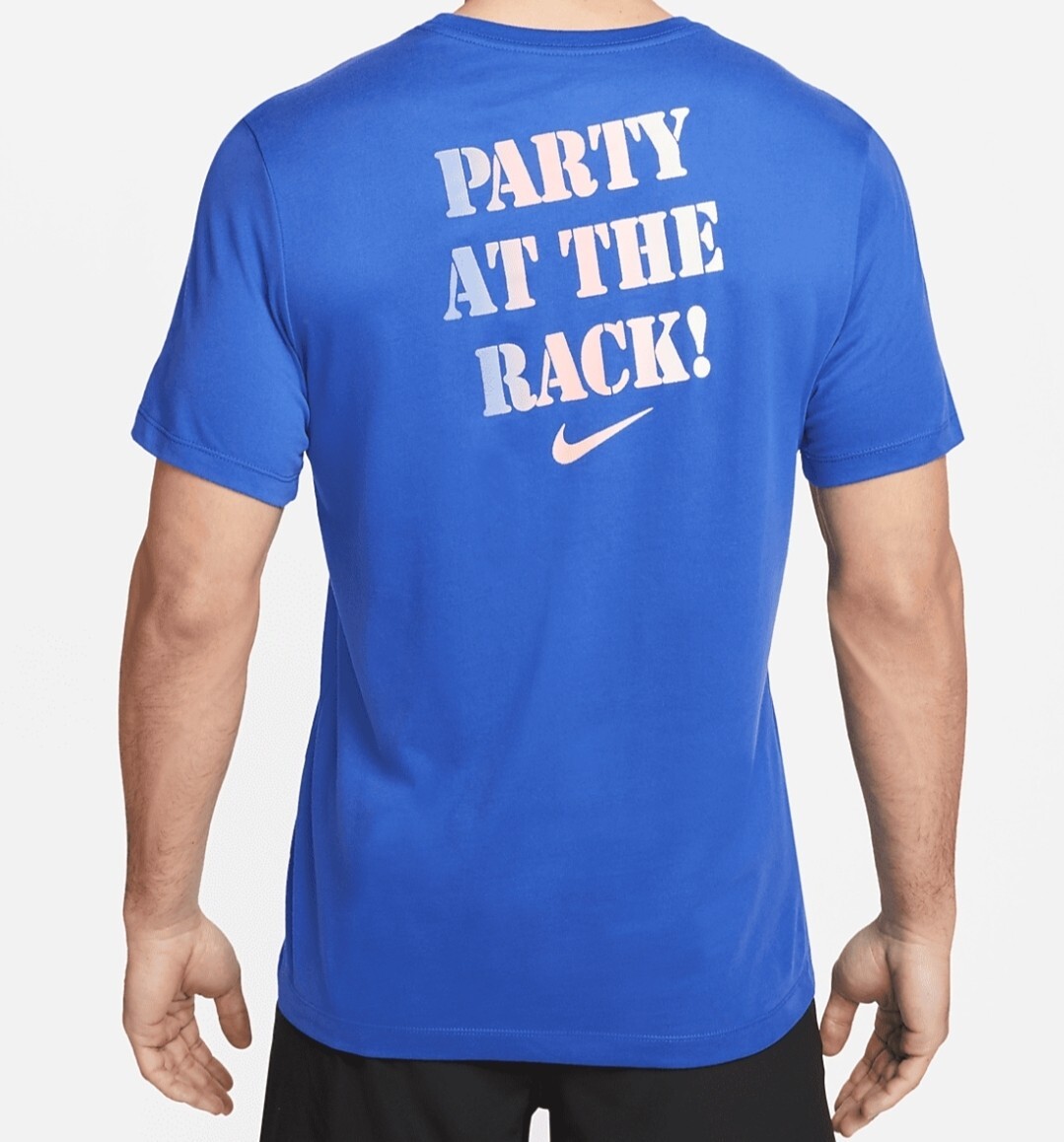 Mens Nike Dri-Fit Graphic Tshirt Party at the Rack Royal Blue #DM5688-480  Sz XL
