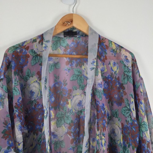 Topshop womens blouse kimono size 8 multicolour floral short sleeve 043804 - Picture 2 of 8