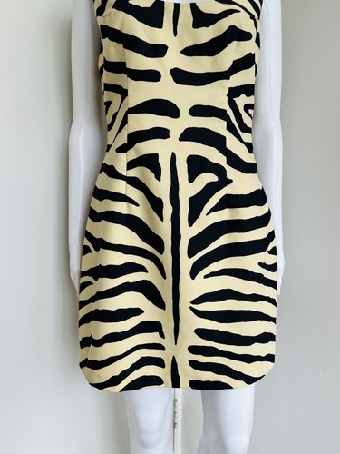 Plein Sud size 42 FR (10 US) sleeveless mini dress polyester France yellow black - Picture 6 of 14
