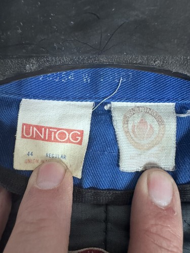 VTG Farmland Unitog Farmer Blue Canvas Work Jacket Snap Size 44R USA Made BLH - Picture 3 of 5