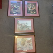 2x Albert Williams & 2x Danial Sherrin Prints ~ Floral/Country Scenes~ 22”x18”📘