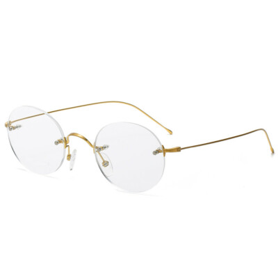 Vintage Pure Titanium Reading Glasses Steve Jobs Oval Round Lightweight Rimless