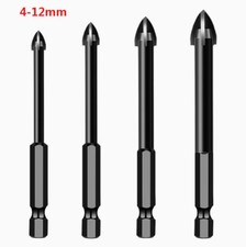 4mm-12mm Ceramic Tile Concrete Marble Glass Drill Bit Cross Spear Head Hex Shank