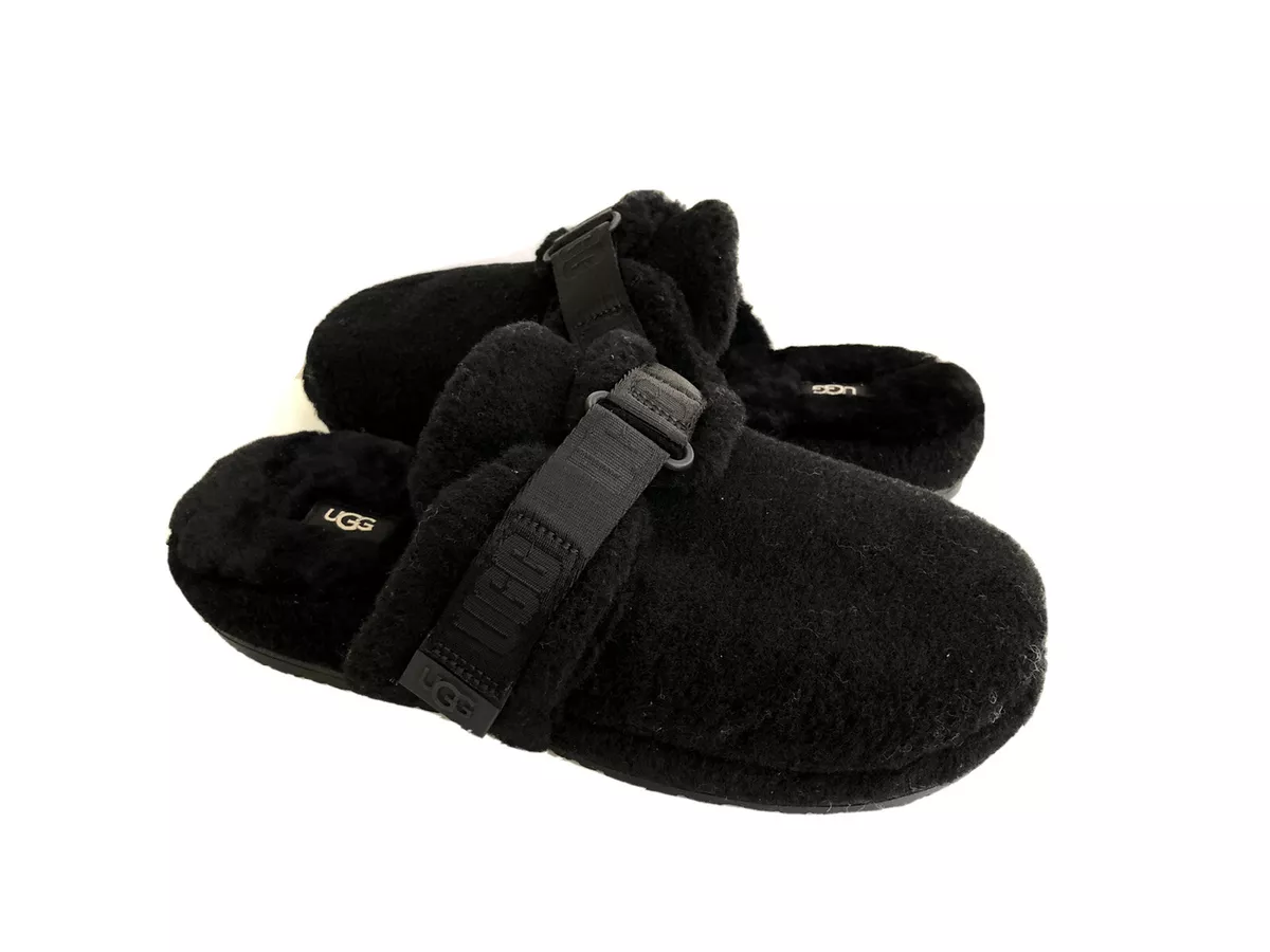 UGG ALL GENDER FLUFF IT BLACK TNL FLUFF MOCCASIN SLIPPER MEN US 10 WOMEN 12