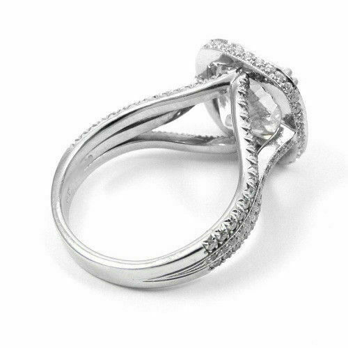 Engagement Ring 4.35Ct Cushion Cut Diamond White Gold Finish Simulated in Size 9 - Foto 4 di 6