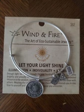 New Wind + Fire Let Your Light Shine Expandable Eco Charm Bangle Bracelet Nice!