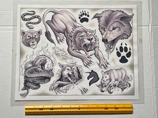 Vintage Art Tattoo Flash Sheet Slave to the Needle Aaron Bell /T323