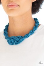 Paparazzi  A Standing Ovation Blue Seed Bead Necklace Set