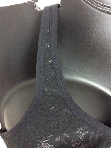 Cotton No Wire Lace Overlay Unlined Bra BLACK GRAY CUP Cacique Lane Bryant NWOT - Picture 4 of 12