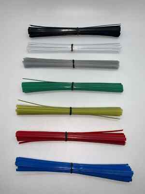 4-6'' Uline Plastic Pre-Cut Twist Ties  (Black/White/Clear/Green/Yellow/Red/Blue)