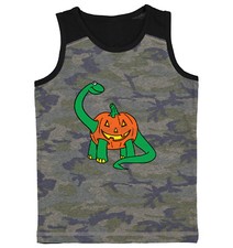 Pumpkinsaurus - Trick Or Treat Halloween Dinosaur Youth Contrast Tank Top