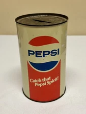 Vintage 1970s Pepsi Cola Round Metal Trash Can J.L. Clark Made in USA