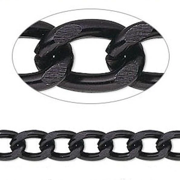 Cadena, 25 Pies Aluminio Anodizado Negro Cable Cadena a Granel con Eslabones 11x7mm Foto 3 de 3