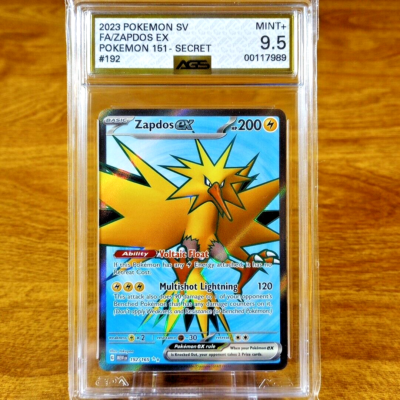 Pokemon SV 151 Zapdos EX 192/165 AGS Mint+ 9.5 Full Art Holo
