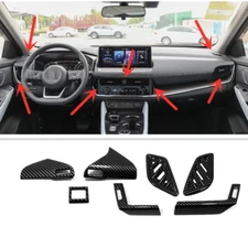 For Nissan Rogue 2021-2023 Dashboard Air Vent Cover Trim Carbon fiber Kit 7pc