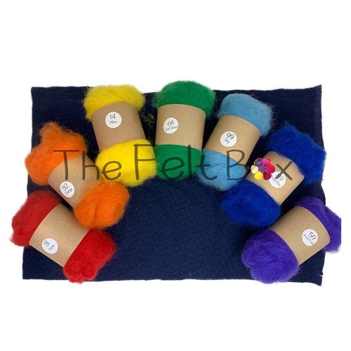 Carded Needle Felting Wool Rainbow Colour Multicoloured Felting Batt 7x 20g - Picture 4 of 8