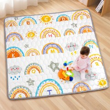 50" x 50" Baby Play Mat, Foldable Kids Playmat, Cotton Baby Play Mats for Floor