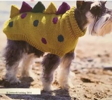 Dog Coat Jumper Knitting pattern Dinosaur Rex 5 Sizes Vintage