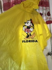 Disney World Florida Minnie Mouse Yellow Rain Poncho Size Adult w/ Hood