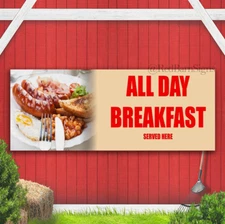ALL DAY BREAKFAST Served Here CAFE SHOP Indoor Outdoor Banner Sign with grommets