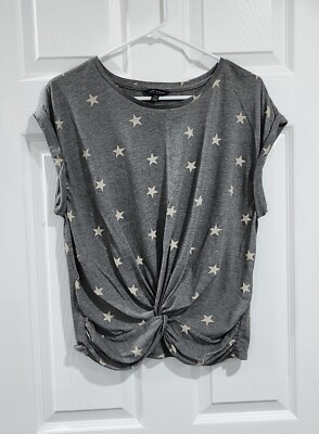 Lucky Brand M Medium Womens Gray Star Print Tee T Shirt Top