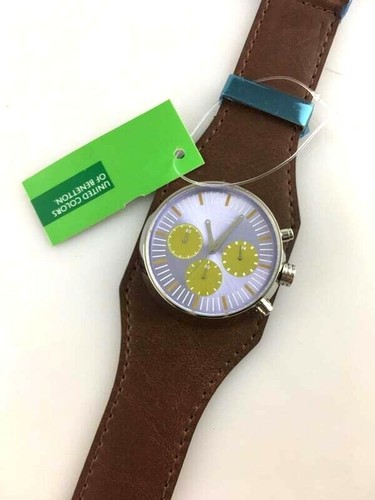 Orologio BENETTON WATCH CHRONO SPACE AGE VERO VINTAGE PELLE NEW OLD STOCK |  eBay