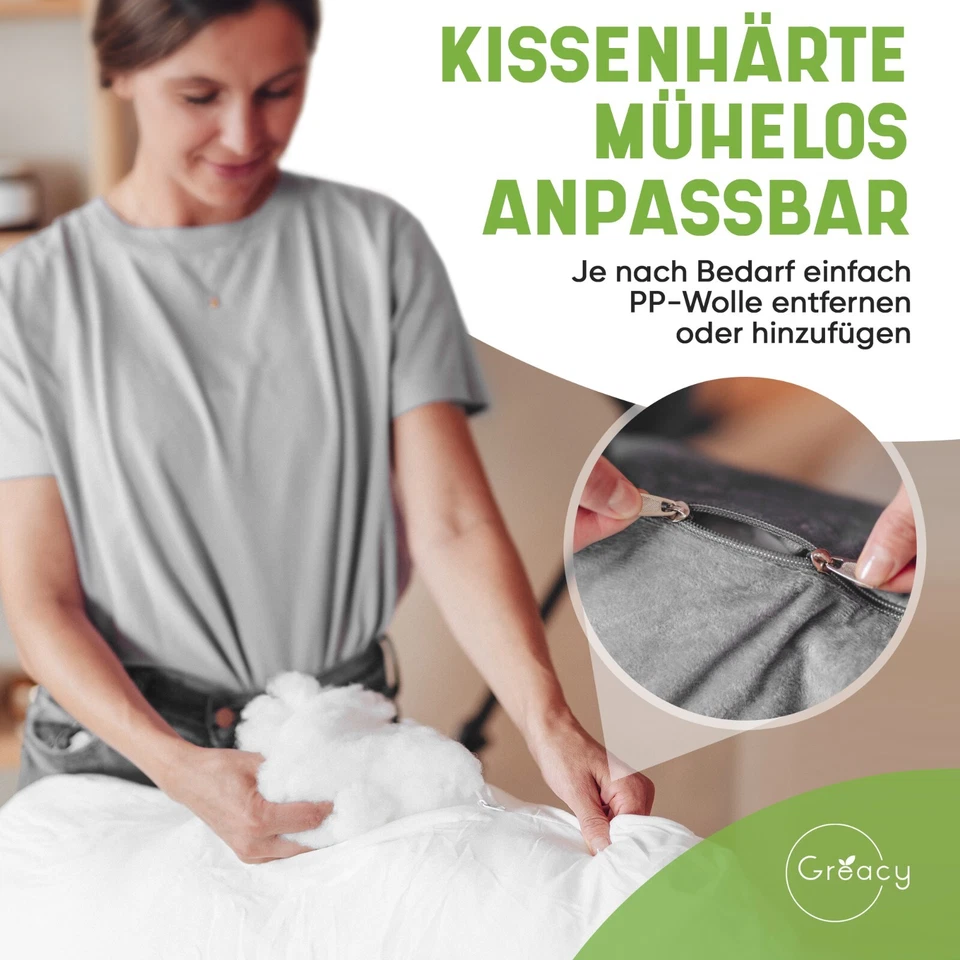 Greacy Seitenschläferkissen mit Bezug - Stillkissen XXL, Schwangerschaftskissen - Bild 4 von 4