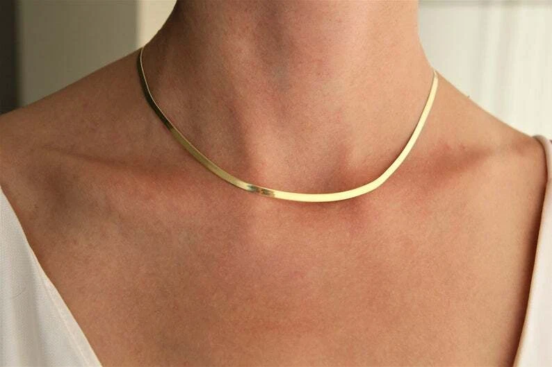 14k gold flat snake on sale chain