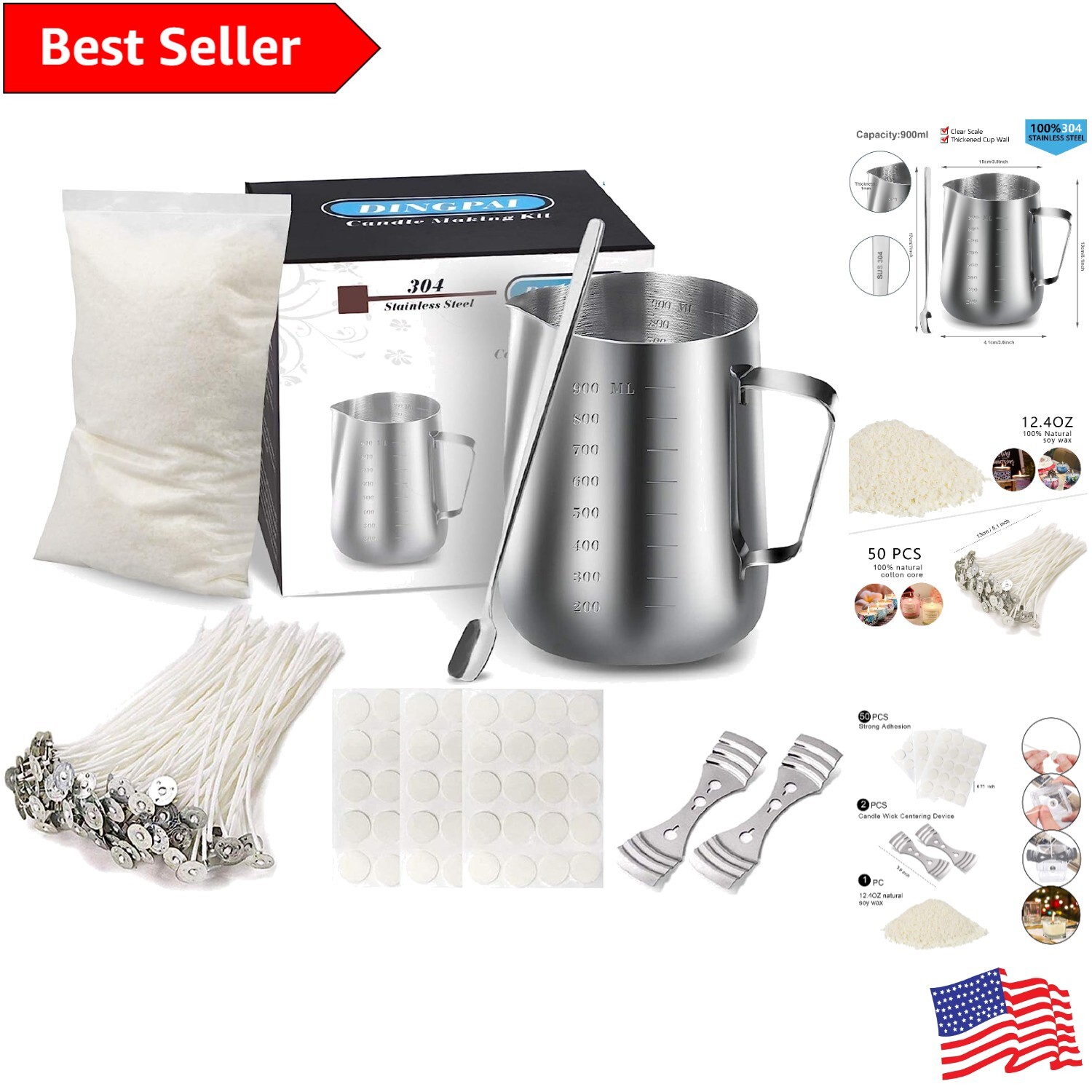 DIY Candle Making Kit with Pouring Pot, Wicks, Soy Wax & Spoon-image