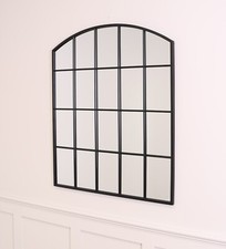 Select Mirrors Brooklyn Large Arched Metal Window Wall Mirror - 91x 76cm Black