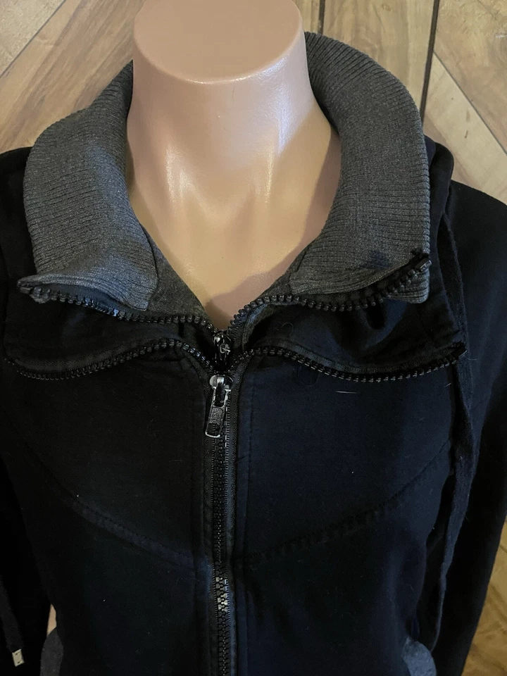 Chaqueta con Capucha TheLees Para Hombre Mediana Negra y Gris Doble Cremallera Cremallera Completa Foto 4 de 4