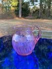 Cambridge Guest Set Pitcher 4.5" Pink Depression Glass #726 Etching Deco Floral