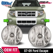 Clear Bumper Fog lights Pair For 2007-2012 Ford Escape Driving Lamps w/ Bulbs