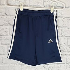 Adidas Boys Youth ClimaCool Navy Blue With White Stripes Athletic Shorts Size S