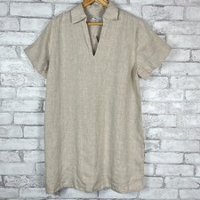 MADEWELL NWT Women's V-Neck Linen Natural Undyed Mini Dress MEDIUM NQ627