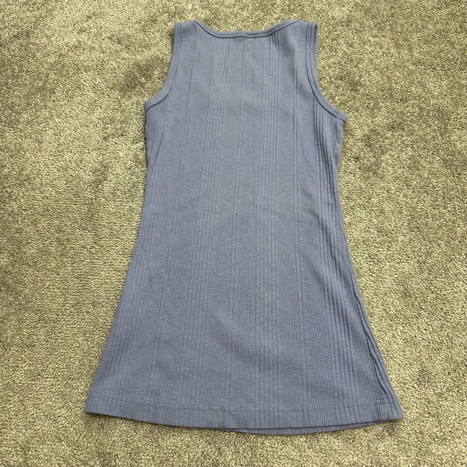 Camiseta sin mangas Jockey de punto acanalado para mujer pequeña púrpura liso cuello redondo informal algodón Foto 2 de 4