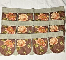 Window Valences Set (3)  41”x 14”ea Floral And Check Design Country Traditional