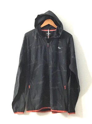Lacoste Men's Sport Ultra-Light Windbreaker Rain Hooded Jacket L Large Black 