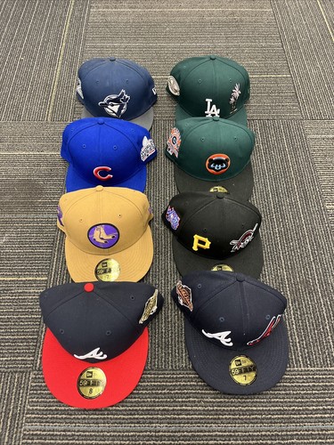 New Era 59Fifty Hat Lot Of 8 - Mixed Sizes - LA BLUEJAYS REDSOX CUBS BRAVES ETC
