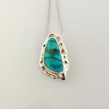 Handmade Sterling Silver Royston Turquoise Drop Pendant