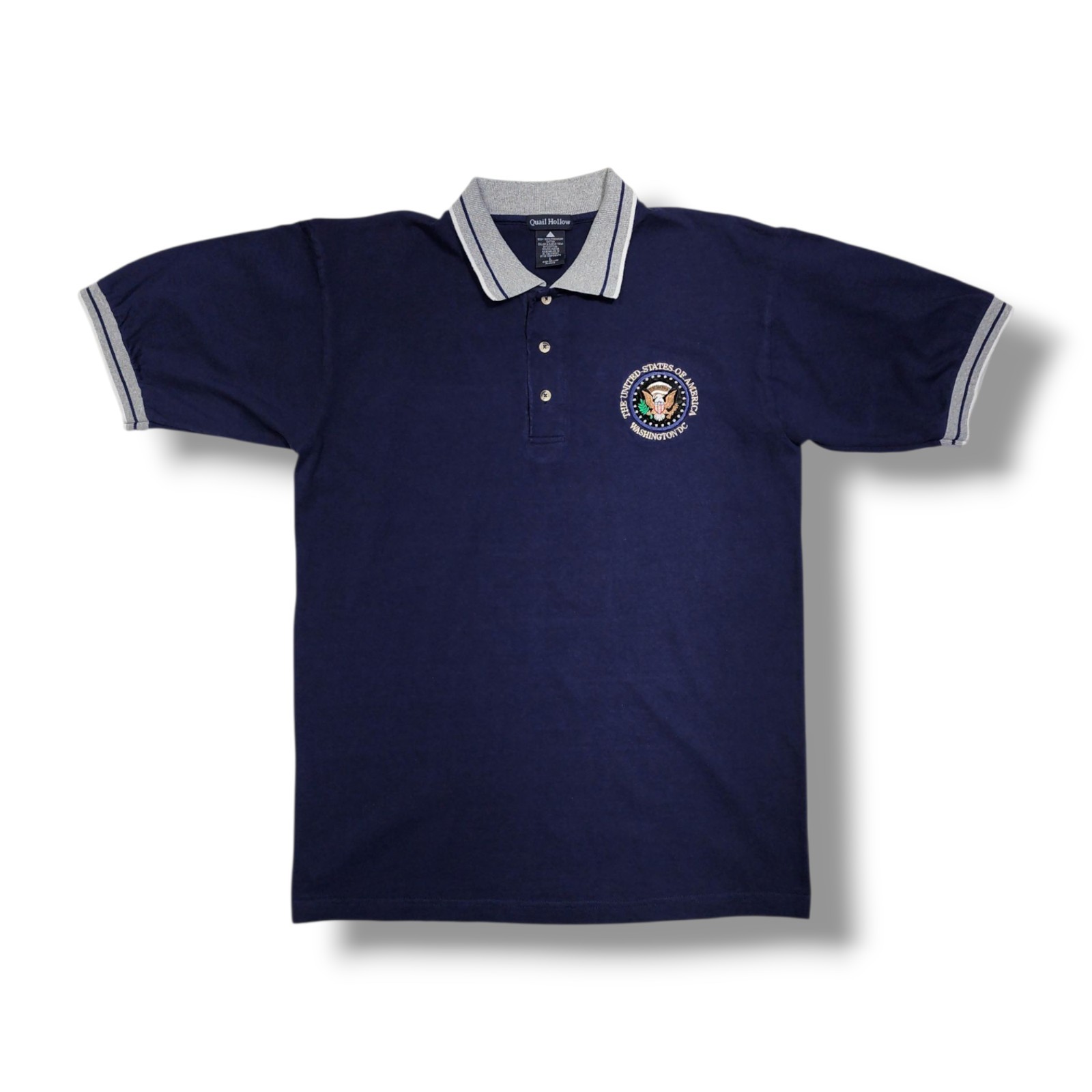 Vintage President Of The United States Washington DC Navy Polo Shirt Men