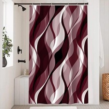 Shower Curtain Modern Abstract Ombre Burgundy Striped Waterproof 48x72 Inch