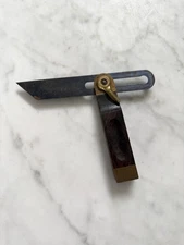 Vintage STANLEY SW No. 25 (?) 6” Inch Brass & Rosewood Sliding T-Bevel Square