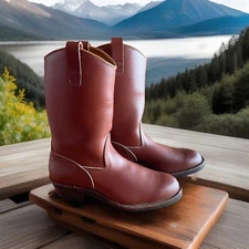 Wesco Morrison Brown Smooth Leather Pull Up Cowboy Boots Size 12 READ