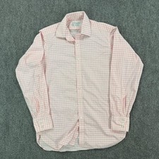 Turnbull Asser Dress Shirt Mens Large 15.5 Pink Gingham Long Sleeve England